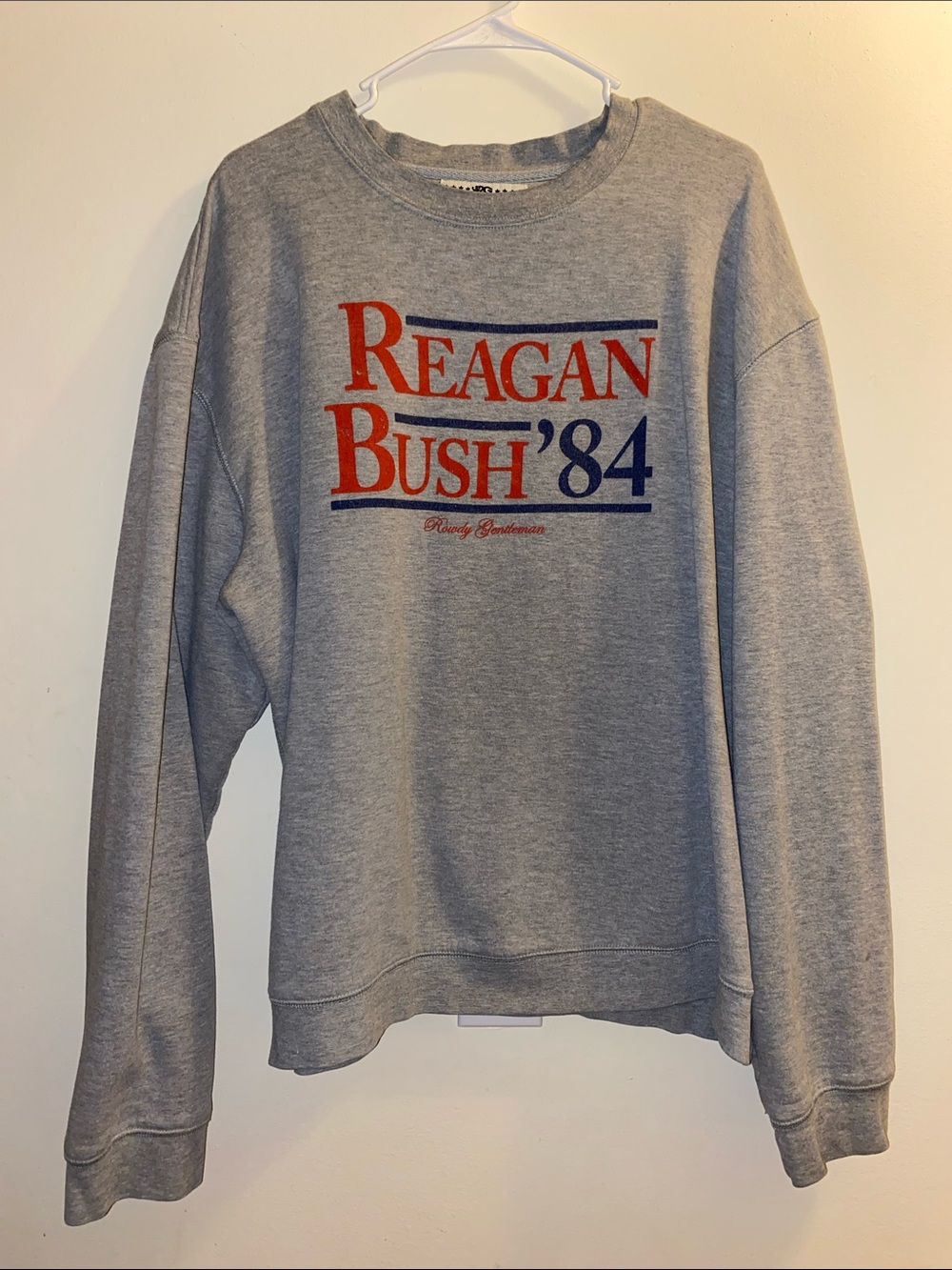 Rowdy Gentlemen Reagan Bush '84 Gray Graphic Crewneck Sweatshirt - Excellent